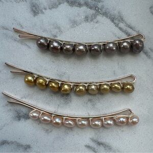 Anthropologie hair accessories barrette pearl set 🤍🖤🐚